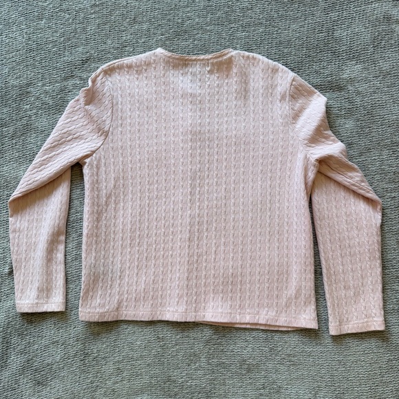Lauren Ralph Lauren Pink Textured Button Cardigan Long Sleeve Size L - Picture 5 of 8